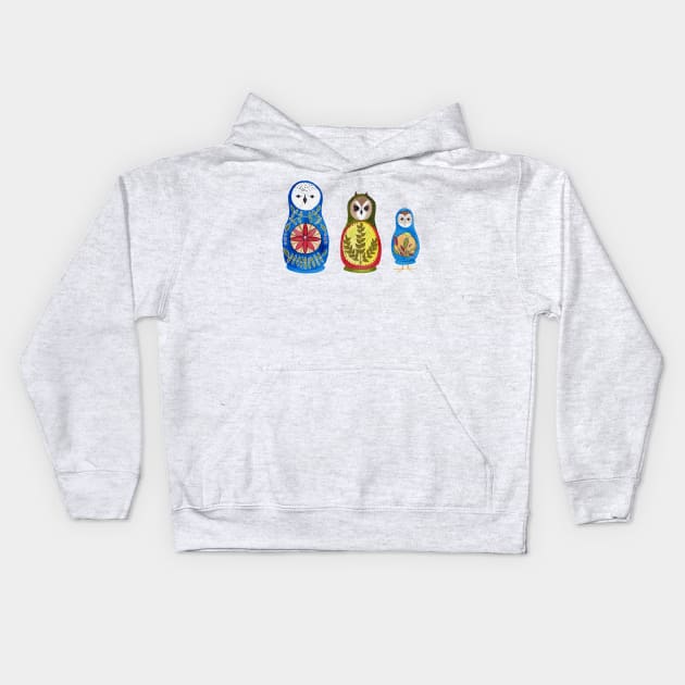 Owl Nesting Dolls - Set 1 Kids Hoodie by Peleegirl